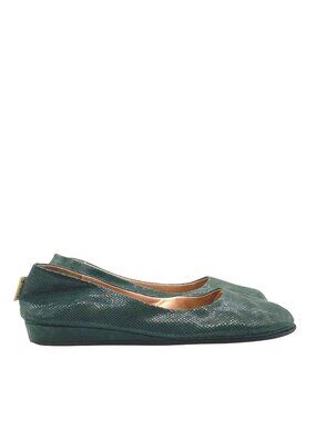 FS/NY Zeppa Leather Ballet Flat Wedge 8 Snakeskin Embossed Italy French Sole